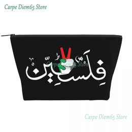 Travel Palestine Arabic Calligraphy Name With Palestinian Flag Hand Toiletry Bag Cosmetic Makeup Organiser Storage Dopp Kit Box