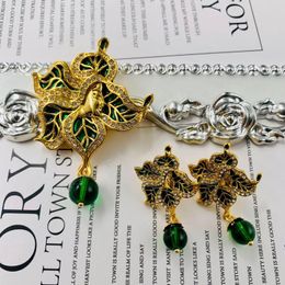 Stud Earrings Medieval Vintage Western Retro Enamel Colored Flower Human Head Green Glaze