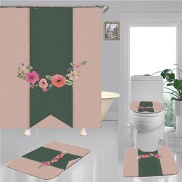 69 Print Shower Curtains Sets Hipster High-grade Four-piece Suit Bathroom Anti-peeping Non-slip Deodorant Bath toilet Mats2221