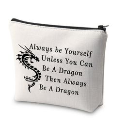 Cosmetic Bag Dragon Lover Gift Always Unless You Can Be A Dragon Travel Makeup Bag Dragon Gift Animal Lover Gift