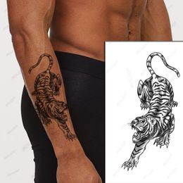 Waterproof Temporary Tattoo Sticker Black Realistic Tiger Line Totem Design Fake Tattoos Flash Tatoos Arm Body Art for Women Men
