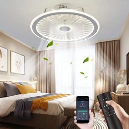 Modern Simple Ceiling Fan Lamp Remote Control Frequency Conversion Invisible Nordic Light Home Decro