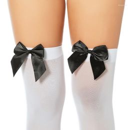 Women Socks Plus Size Bow Stockings Over The Knee Black Silk White Sexy Women's European And American Thigh High