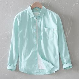 Men's Casual Shirts Design Italy Brand Cotton Men Long-sleeved Spring And Summer Green Shirt For Fashion Comfortable