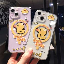 Designer Duckling Magnetic Phone Case iPhone 14 12 13 pro max 14plus 11 11Promax 12PRO Electroplated soft case with lens film phone case