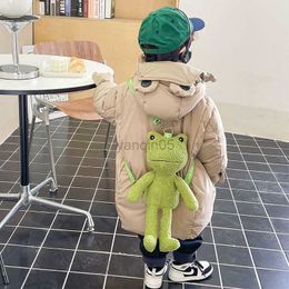 Down Coat Baby Girls Winter Down jacket Boys Cartoon frog down clothes warm Children's Clothes Long Down Overcoat for 2 3 4 5 6 7 8 9 10 t HKD230725