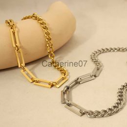 Pendant Necklaces WILD FREE Trendy Geometric Splice Chains Stainless Steel Necklaces for Women Punk Choker Statement Waterproof Jewellery J230725