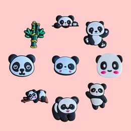 Shoe Parts Accessories Funny Panda Bamboo-T1017 Cartoon Charms For Clog Sandals Unisex Decoration Cute Jig Party Gift Drop Delivery Otdug