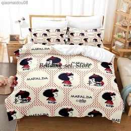 2023 Mafalda Bedding Set Single Twin Full Queen King Size Bed Set Aldult Kid Bedroom Duvetcover Sets 3D Anime Bed Sheet Set L230704