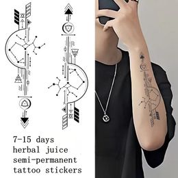 Constellation Sword Tattoo Stickers Herbal Juice Non Reflective Waterproof Female Lasting Male Arm Chest Faux Tatouage Adesivos