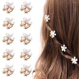 Hair Clips 6pcs Mini Pearl Barrettes For Women Girls Sweet Artificial Flower Pins Party Wedding Daily