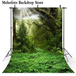 Background Material Jungle Hunting Party Photo Background Forest Tree Green Photo Background Party Decoration Vinyl Seamless Fabric x0724