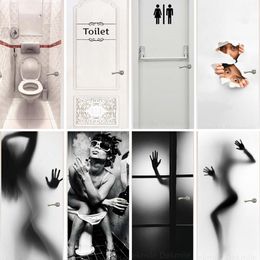 Wall Stickers Bathroom Toilet Door Sticker Waterproof Self Adhesive Removable Wallpaper Vinyl Shadow Decal Posters Home Decor deurposter 230725