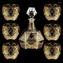 Wine Glasses Bohemian Gold-lined Crystal Glass Whiskey Home European-style Lead-free Foreign Seven-piece Set