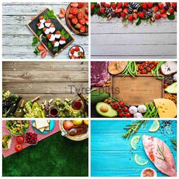 Background Material Kitchen props strawberry background photography wooden board decoration customized green camping food home studio photo background x0724