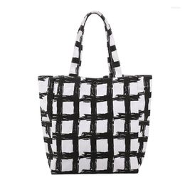 Evening Bags Canvas Bag Women's Large Capacity 2023 Fashion Spring Plaid Printed Shoulder Underarm Texture Commuter Tote
