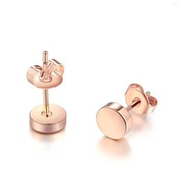 Stud Earrings Double Fair Concise Round Rose White Gold Color Fashion Party Jewelry For Women Sale DFE573