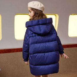 Down Coat 2023 Winter new children's clothing Girls' fashion hooded navy warm thick down jacket Big kid's winter outfit 90% duck down Pink HKD230725