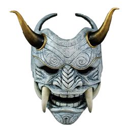 Party Masks Adult Unisex Halloween Face Masks Japanese Hannya Demon Oni Samurai Noh Kabuki Prajna Devil Mask Latex Party Masks 230724