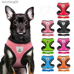 Dog Harness Leash For Small Medium Dog Cat Adjustable Mesh Puppy Harness Vest Walking Lead Leash For Puppy Dogs Collar Accessori L230620