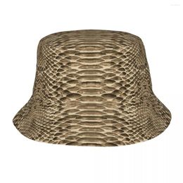 Berets Snake Skin Texture Bucket Hat Summer Hats Fisherman Foldable Women Men Sunscreen Shade Caps