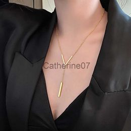 Pendant Necklaces SUMENG New V-shaped Long Sexy Clavicle Necklace Gold Colour Chain Necklace Choker for Women 2023 Fashion Jewellery Party Gifts J230809