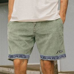 Повседневная модная лоскутная шорты для вельветовых шорт мужские весенние лето модные шнурки пляж короткие брюки отдых мужская уличная одежда