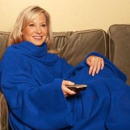 6 Colours Soft Warm Blanket Robes Cloak Snuggie Wearable Comfortable Sleeves Coral Fleece Blanket Winter Lazy Blanket TV Blankets