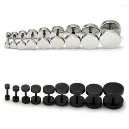 Stud Earrings WKOUD 1PC Man Women Barbell Punk Gothic Stainless Steel Ear Studs Black Siver Classic Style MPSTORE