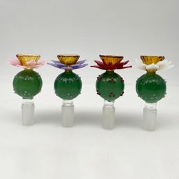 Colorful 14mm Lotus Bowl Glass Bong Accessories Bowl High Quality Cheap Small Glass Bowl for Adult 3 pieces