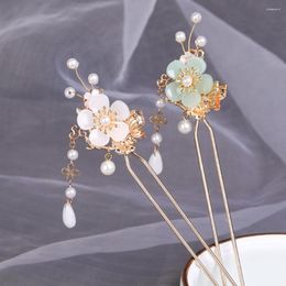 Hair Clips Retro Style Long Tassels Hairpins Flower Forks Sticks Pearls Chinese Wedding Bride Jewellery Accessories ML