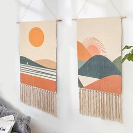 Tapestries Nordic Macrame Tapestry Wall Hanging Bohemian Chic Handmade Woven Home Decor for Bedroom Living Room Background Decoration 230725