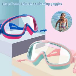 Goggles Children's Big Frame Swimming Goggles With Earplugs Adjusted Strap Swim Eyewears For Swimming Pool Diving HKD230725