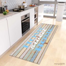 Carpets Modern Kitchen Mat Home Entrance Doormat Wood Grain Bath Balcony Decor Carpet Custom Living Room Floor Anti-Slip Foot Rug R230725