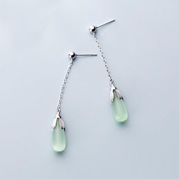 Dangle Earrings MloveAcc Genuine 925 Sterling Silver Light Green Crystal Water Drop For Women Birthday Party Elegant Jewelry