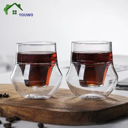 Tools 120ml Creative Doublelayer Glass Cup Hanging Ear Espresso Coffee Cup Set Antiscalding Milk Party Brandy Wine Teacup Clear Mug