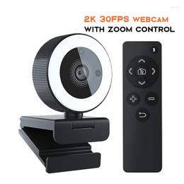 Camcorders 2K HD 1080P 30fps USB Webcam With Remote Controller Fill Light Ring For Video Conference Studying Live Broadcast Camera Web Cam