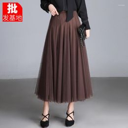 Skirts Half Length Skirt For Women Long 2023 Style Double Layer Korean Fashion Clothes