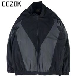 Mens Jackets Spring Varsity Jacket Korean Patchwork Windbreaker Stand Collar College Casual Loose Bomber Couple Hip Hop 230726