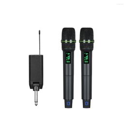 Microphones 2 Channels UHF Professional Handheld Wireless Microphone With Rechargeable Receiver For Party Karaoke Church 50 Metres Distance