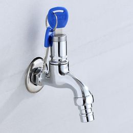 Bathroom Sink Faucets 304 Washing Machine Water Faucet Household Outdoor With Lock Key Alloy Single Tap Anti-theft For Washer Keys