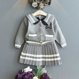 Clothing Sets 2022 Girls Clothing Set Cardigan Sweaters+skirts Baby Girl Kids Elegant 2pcs Suits Children Autumn Winter Clothes Knit Set Z230726