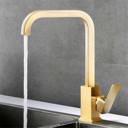 Kitchen Faucet Brass Sink Faucet Rotating Hot & Cold Grey Kitchen Tap Bathroom Faucet Sink Mixer Tap Brushed Gold Sink Tap