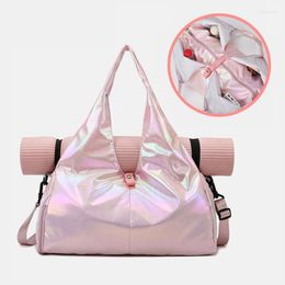 Outdoor Bags Fashion Female Yoga Sports Girl Pearlescent Handbag With Shoe Storage Large Capacity Waterproof Travel Dance Tote Crossbody