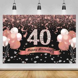 Background Material Rose Gold 40th Anniversary Background Adult Female 40th Birthday Party Customised Photography Background Photography Studio Props X0725