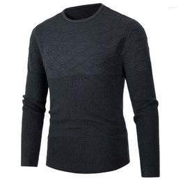 Men's Sweaters Autumn And Winter Mens Sweater Round Neck Pullover Long Sleeve Top Slim Fit Warm Solid Colour Casual Male Elastic Bottoming