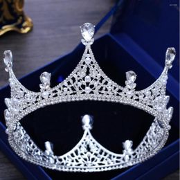 Hair Clips Luxury Baroque Vintage Crystal Tiaras Crowns 2023 Bridal Round Crown Wedding Jewellery Accessories Pageant