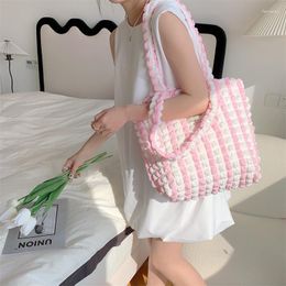 Evening Bags Ins Fashion Sweet Large Capacity Tote Bag Single Shoulder Shopping Bubble Cloud Pleated Soft Yarn Canvas Women