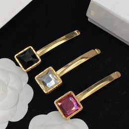 Brass interlock pattern inlay Gemstone square Hair Clips & Barrettes, designer Jewellery luxury design, Valentine's Day, very beautiful gifts, high quality with box