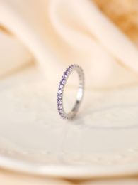 2023 new S925 sterling silver luxury Amethyst one row diamond ring Europe and America simple elegant personality women's ring